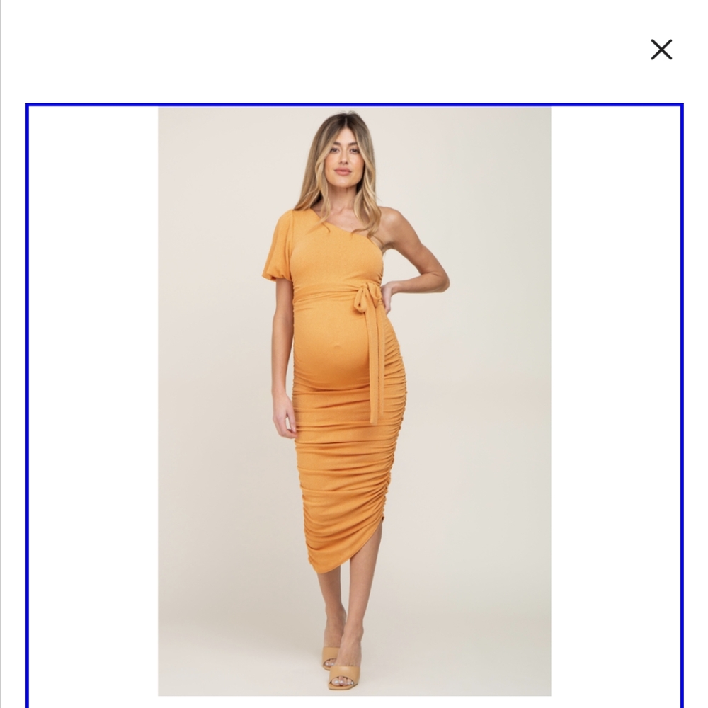 PINK BLUSH MATERNITY orange textured one shoulder rushed maternity dress
